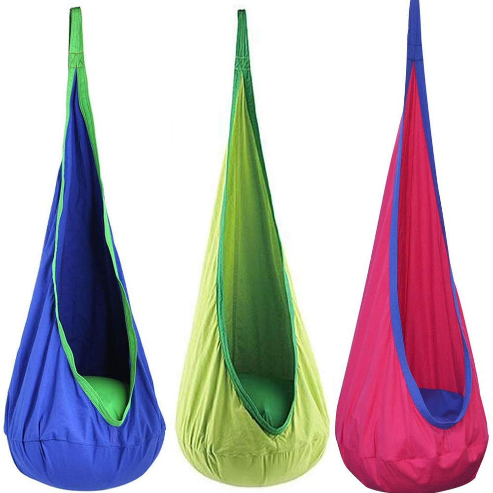 Kids Outdoor Hanging Chair - เก้าอี้แขวนสำหรับเด็กแบบพกพาเตียงแกว่งผ้าร่มชูชีพเตียงในร่มโมเดลลานบ้านพร้อมเบาะเป่าลมเก้าอี้แขวน