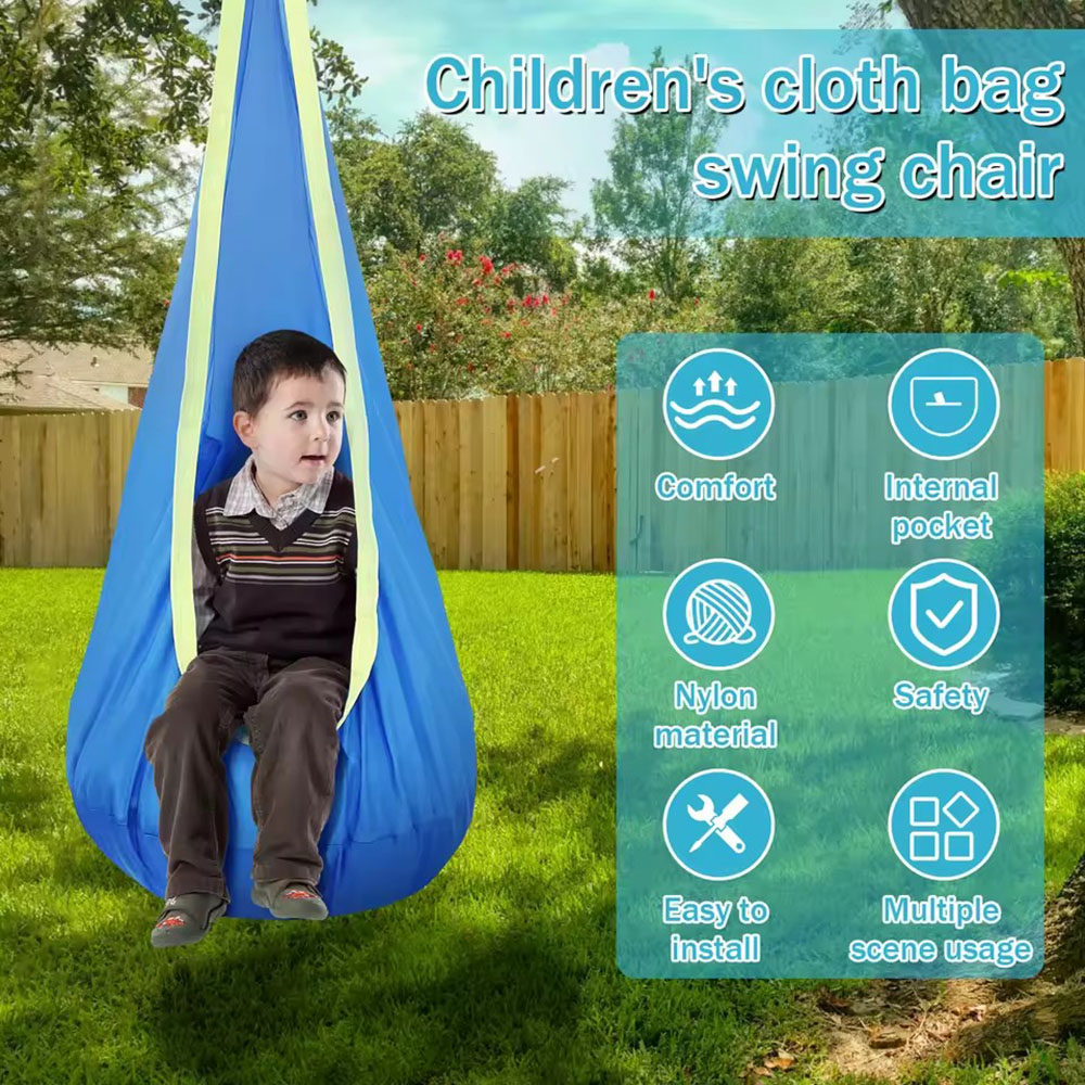 Kids Outdoor Swing And Slide - เก้าอี้แขวนไนลอนสำหรับเด็กพร้อมเบาะลมแบบพกพา ชุดชิงช้าสำหรับเด็กเพื่อการพัฒนาประสาทสัมผัส ใช้ได้ทั้งในร่มและกลางแจ้ง