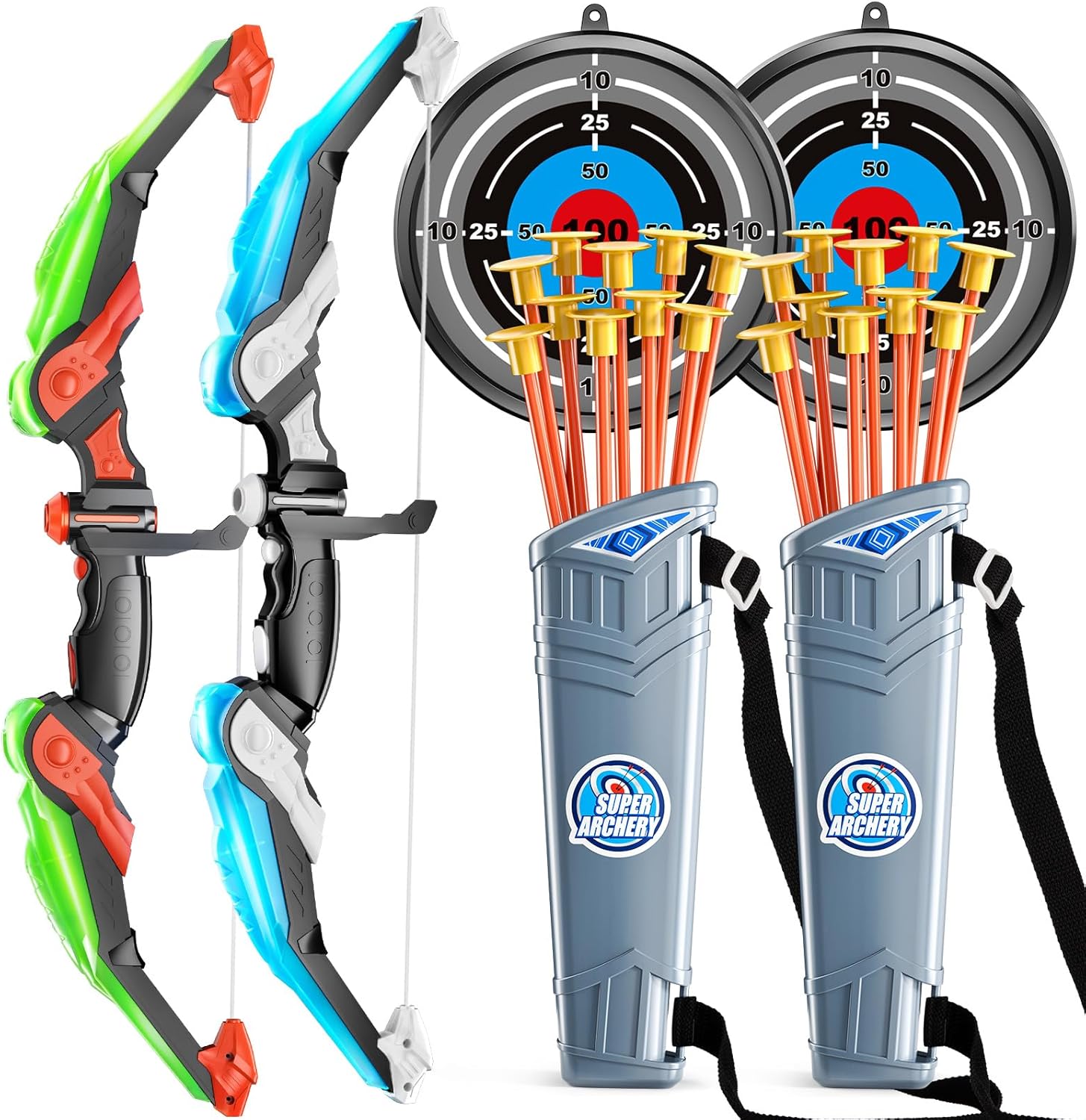 Kids Outdoor Archery Set - ชุดคันธนูและลูกศรสําหรับเด็ก - ชุดของเล่นยิงธนู - ไฟ LED