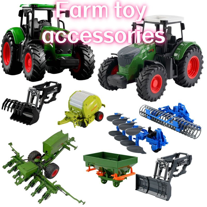 Kids Outdoor Activity Set - รถแทรกเตอร์ฟาร์มแบบอินเนอร์เชียล 1:24 พร้อมอุปกรณ์เสริมที่ถอดออกได้ ของเล่นสำหรับเด็กเล่นกลางแจ้ง ของขวัญวันหยุดที่สมบูรณ์แบบ