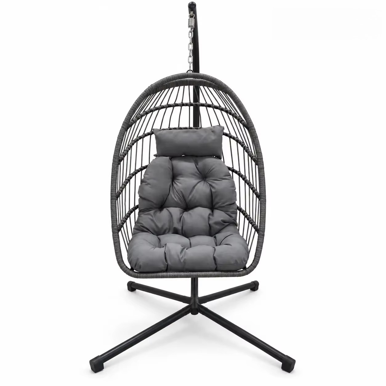 Kids Outdoor Hanging Chair - ชุดเฟอร์นิเจอร์กลางแจ้ง ชิงช้าหวายสำหรับลานบ้าน พร้อมขาตั้ง สำหรับเด็กและผู้ใหญ่ ชิงช้าแขวนหวายคู่สำหรับสวน ผ่อนคลาย