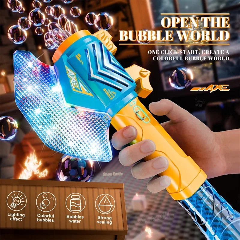 Bubble Sword Wand - ไม้ตีฟองสบู่แบบมือถือ ไฟเย็น แสงสวยงาม เครื่องทำฟองสบู่อัตโนมัติ ของเล่นสำหรับเด็กชายและเด็กหญิง เหมาะสำหรับงานปาร์ตี้ชายหาดกลางแจ้ง