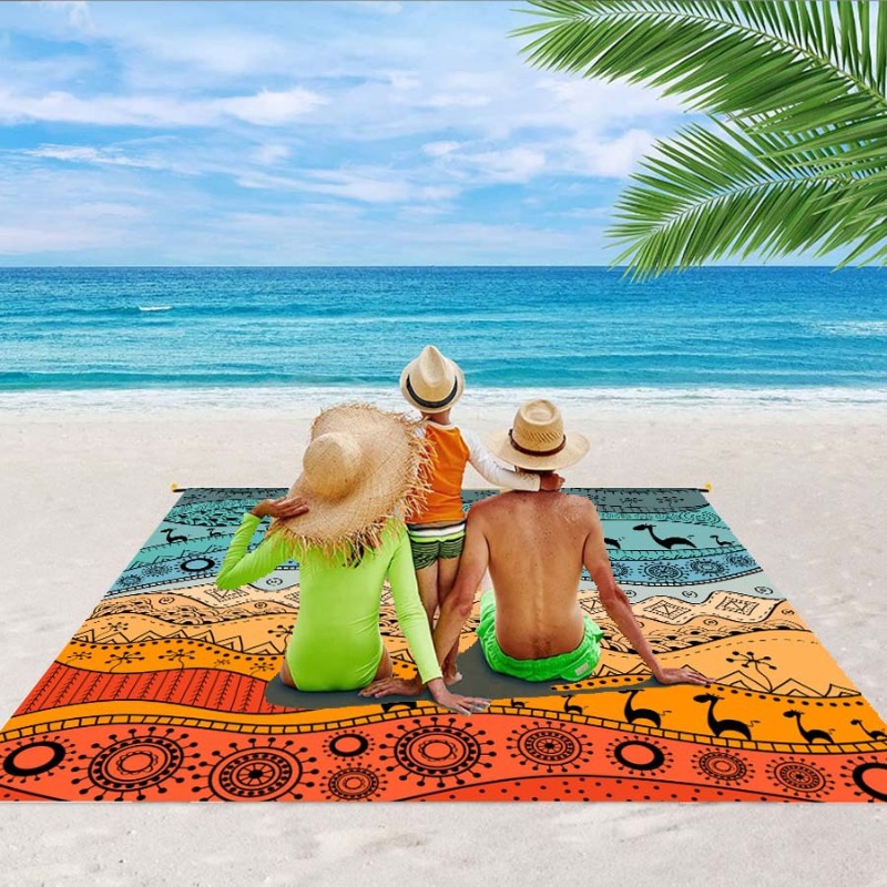 Kids Outdoor Mat Waterproof - ผ้าห่มชายหาดขนาดใหญ่กันน้ำกันทรายเสื่อชายหาดเสื่อพับได้แบบพกพาผ้าห่มสำหรับปิคนิคตั้งค่ายกลางแจ้งสำหรับครอบครัวเด็กผู้ใหญ่