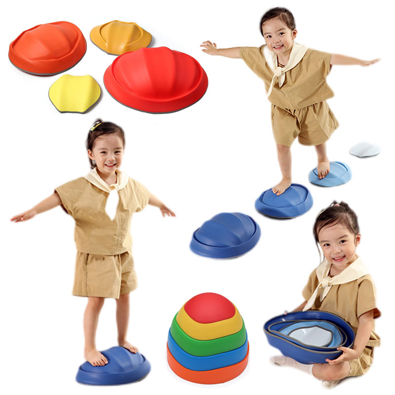 Kids Outdoor Activity Set - BALANCE Stepping Stones เด็กลื่นพื้นผิวขอบยางในร่มกลางแจ้งอุปสรรคของเล่นการออกกําลังกายการประสานงาน Stre