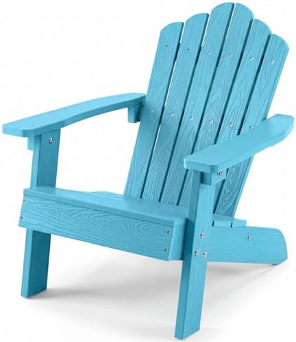 Kids Outdoor Adirondack Chair - เก้าอี้เด็กแบบ Adirondack, เก้าอี้กลางแจ้งสำหรับเด็กที่ทนทานต่อทุกสภาพอากาศ ทำจากวัสดุ HIPS พร้อมพนักพิงสูงที่เอียงได้,