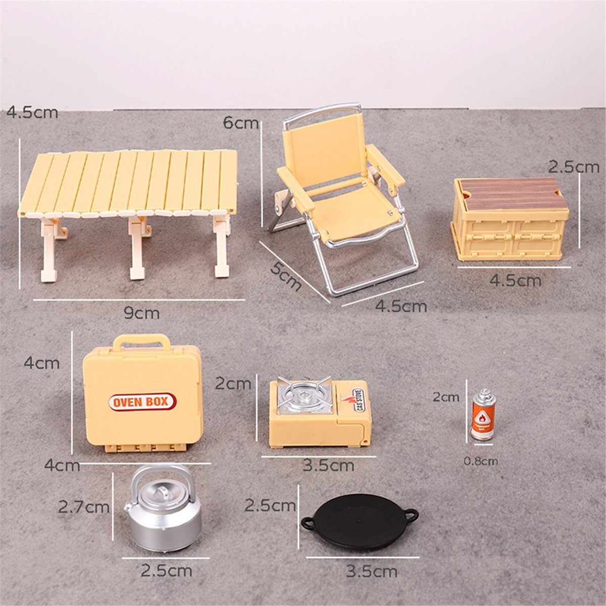 Kids Yellow Outdoor Chair - ชุดของเล่นแคมป์ปิ้งขนาดเล็กสำหรับเด็ก - โต๊ะพับได้, เก้าอี้, เตาของเล่นสำหรับการผจญภัยกลางแจ้ง สีเหลือง