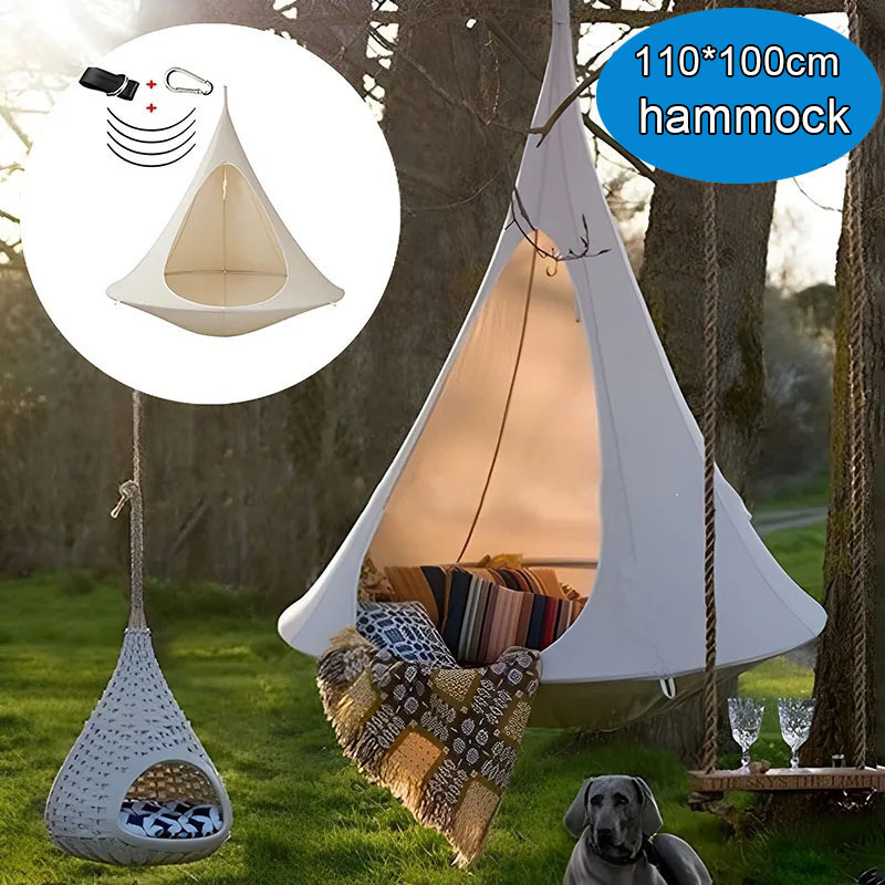 Kids Outdoor Hanging Chair - เปลญวนกันน้ำสำหรับใช้งานกลางแจ้ง เก้าอี้แขวนคู่แบบ Cacoon รับน้ำหนักได้ 80 กก.