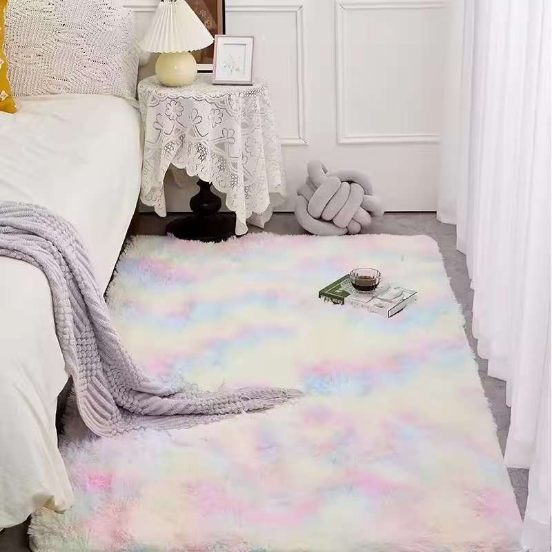 Kids Outdoor Mat Waterproof - VIKAMA พรมขนฟูแบบ Tie-dye สำหรับห้องนั่งเล่น ตกแต่งบ้าน พรมข้างเตียงเด็ก