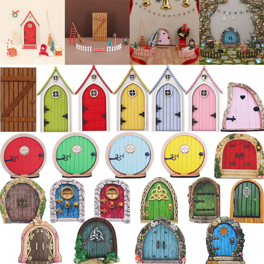 Kids Outdoor Cubby House - เหมาะสำหรับการจำลองการทำสวนในบ้านตุ๊กตาขนาดเล็ก ประตูไม้ ประตูสวน อุปกรณ์ตกแต่งคริสต์มาส ของขวัญสำหรับเด็ก