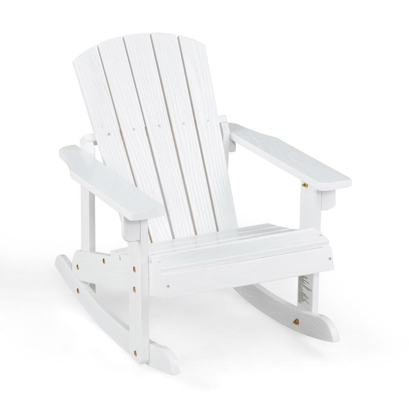 Kids Outdoor Adirondack Chair - เก้าอี้โยกไม้สำหรับเด็กกลางแจ้ง รุ่น Adirondack พร้อมที่นั่งแบบไม้ระแนง-สีขาว