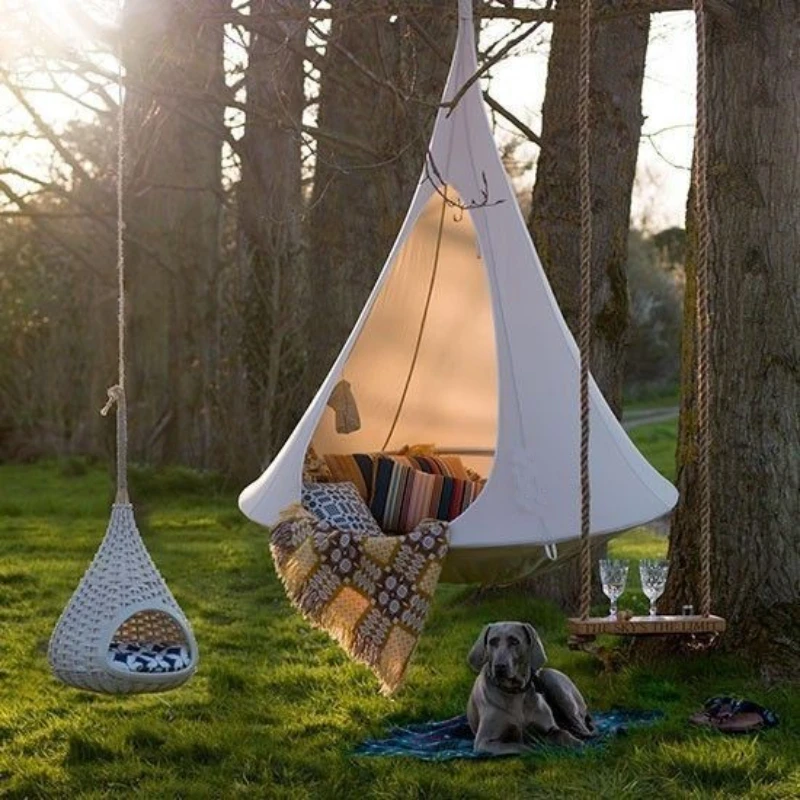 Kids Outdoor Hanging Chair - เด็ก Swing สวนกลางแจ้ง Camp Hammock Tree