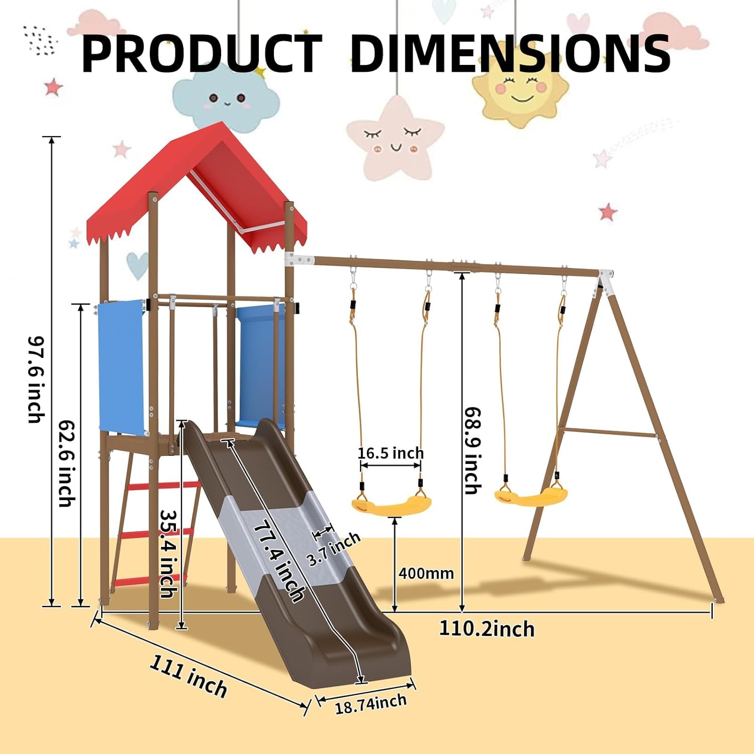 ชุดชิงช้าโลหะสำหรับเด็กพร้อมสไ - Kids Outdoor Swing And Slide บทวิจารณ์และราคา