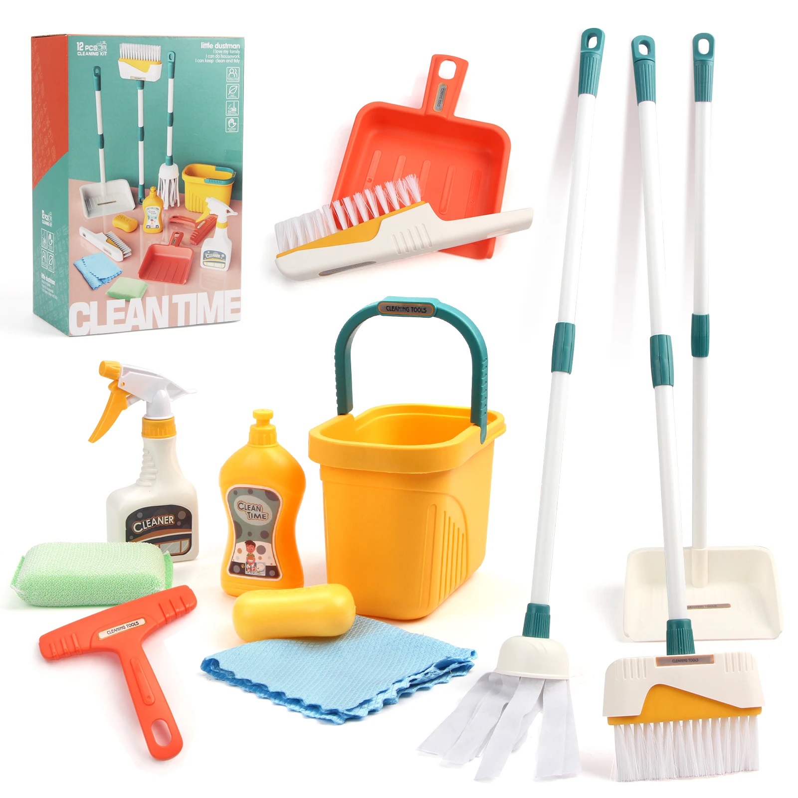 12 ชิ้น/เซ็ตเด็กชุดทําความสะอา - Kids Outdoor Broom บทวิจารณ์และราคา