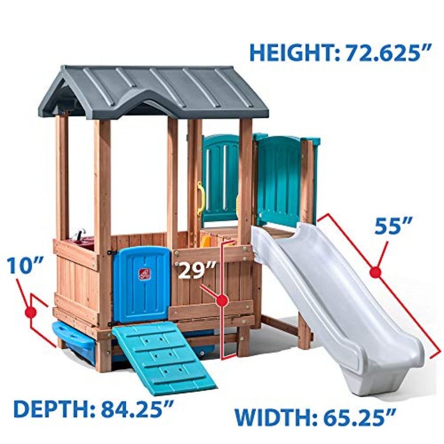 บ้านเด็กเล่นและสไลเดอร์ในป่า,  - Kids Outdoor Swing And Slide บทวิจารณ์และราคา