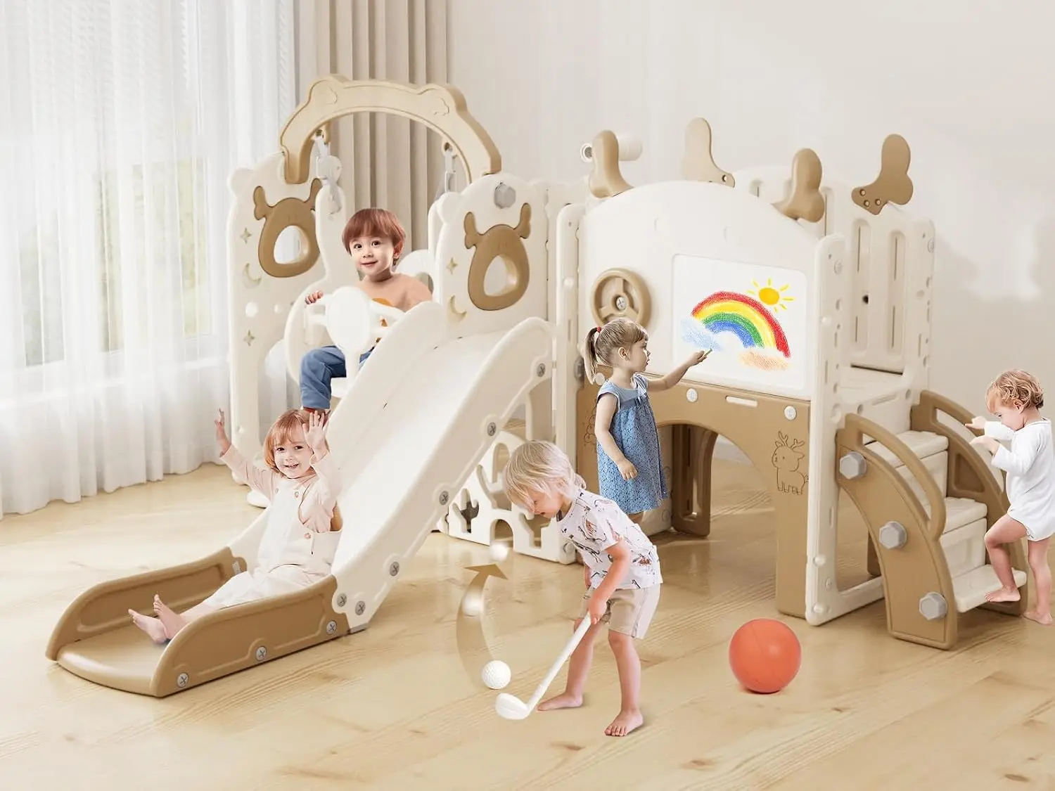 ชุดสไลด์และชิงช้าสำหรับเด็กเล็ - Kids Outdoor Swing And Slide บทวิจารณ์และราคา
