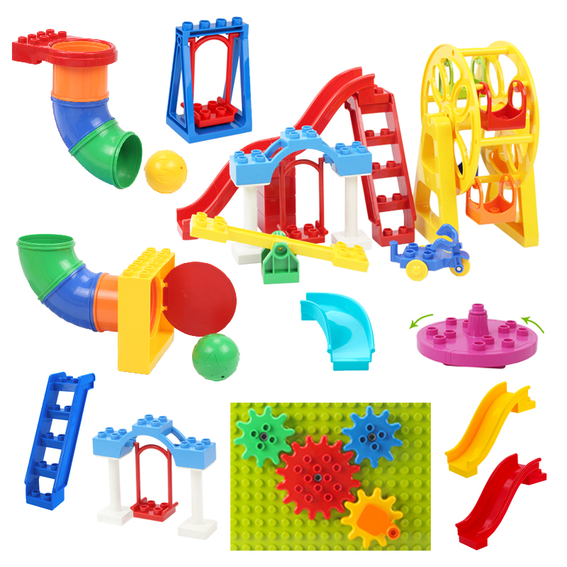 บล็อกอาคารขนาดใหญ่สนามเด็กเล่น - Kids Outdoor Swing And Slide บทวิจารณ์และราคา